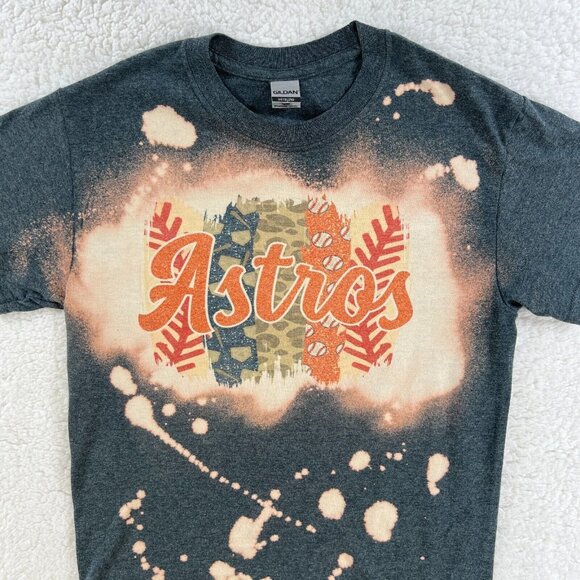 Houston Astros Custom 1 of 1 T Shirt Men Small Reverse Bleached MLB Baseball - Picture 10 of 16